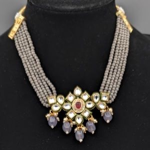 Indian Bollywood Necklace Choker Ethnic Kundan faux pearl Jewelry Set